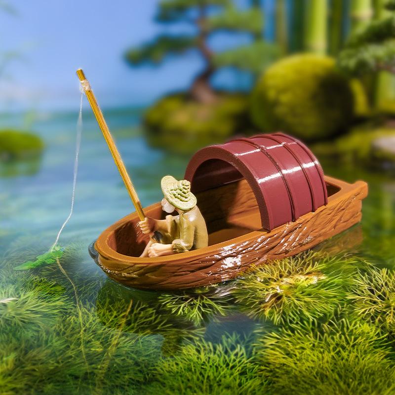 Aquarium Fish For Sale - .Hot Sale-Floating Boat Fisherman Mini Model