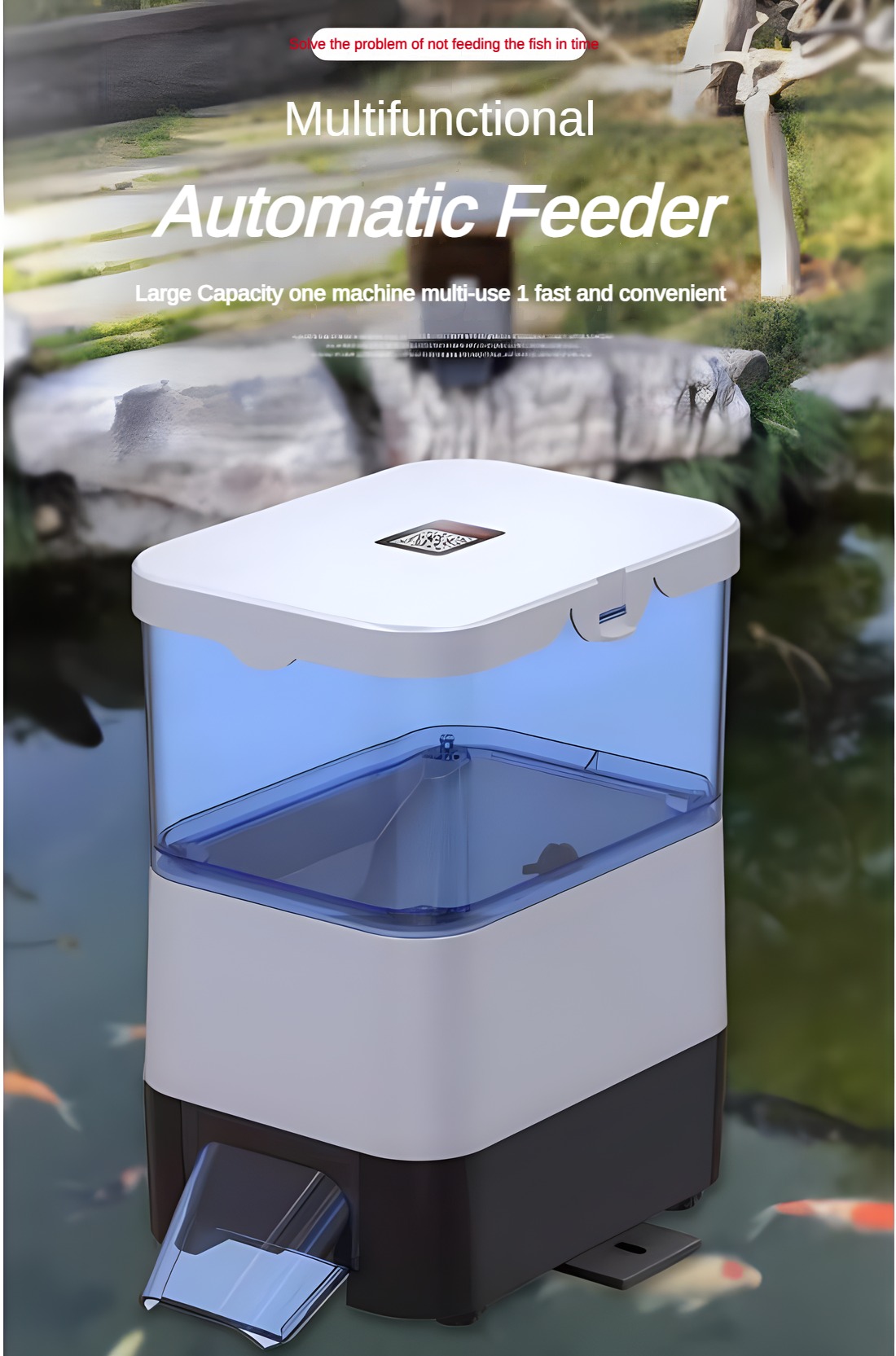 Aquarium Fish Feeder Automatic - EVNICE Solar automatic fish feeder Intelligent